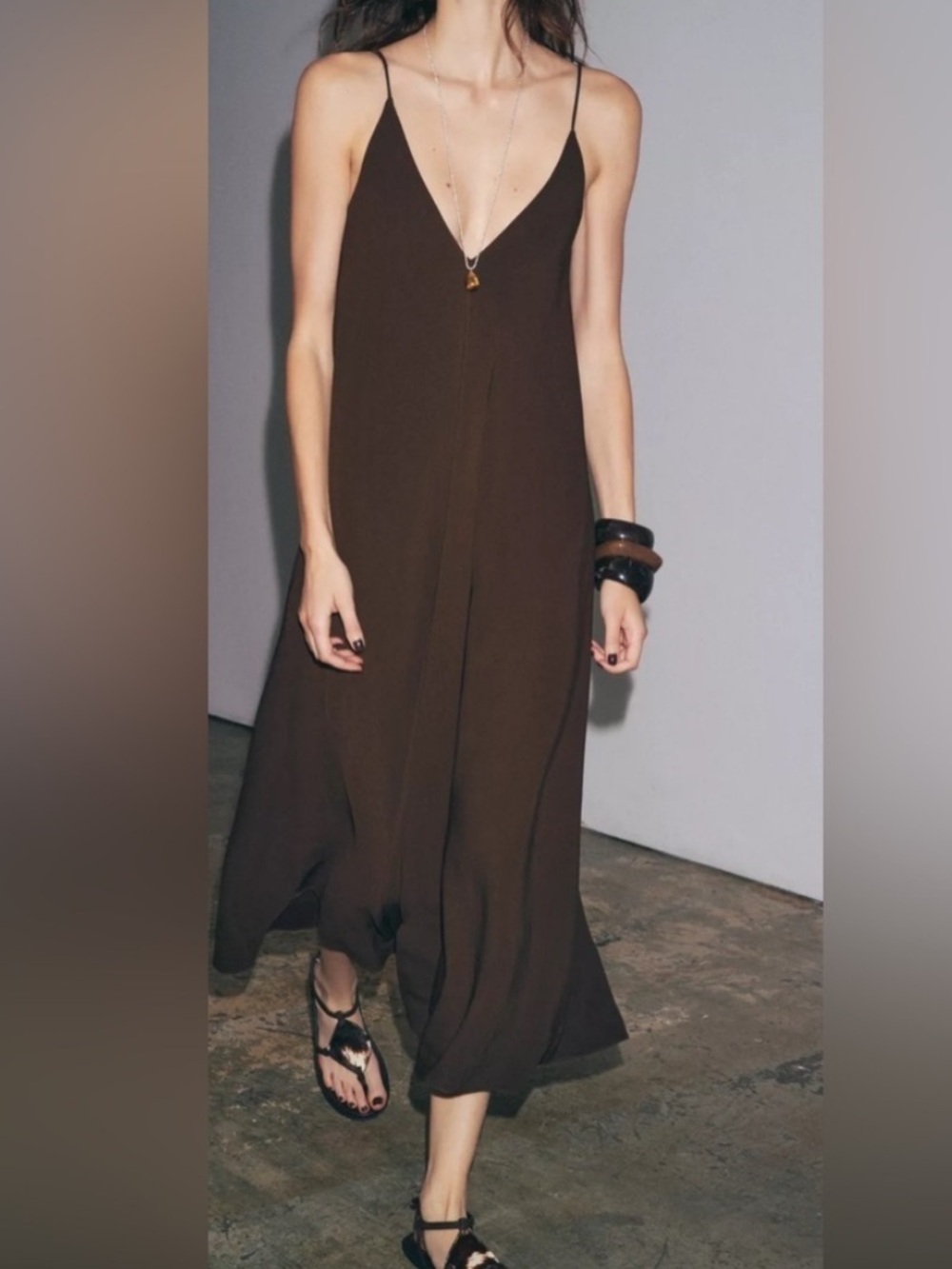Zara ZW Collection Dress in Dark Brown